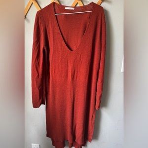 V Neck Double side slit Long Sleeve Top